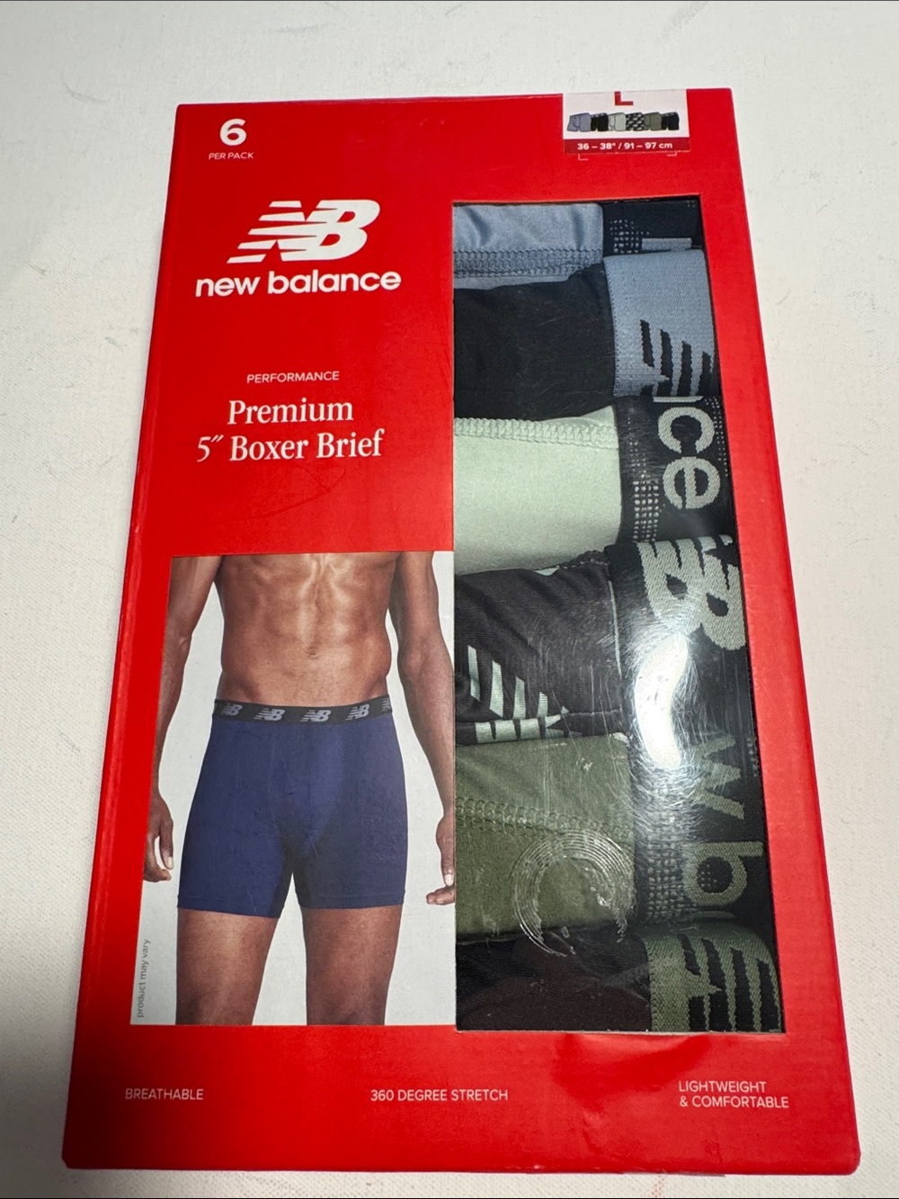New Balance Boxer Briefs Mens Large 6 Pack